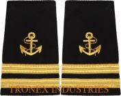 Captain Shoulder Boards Epaulets - Two Gold Bars With Anchor